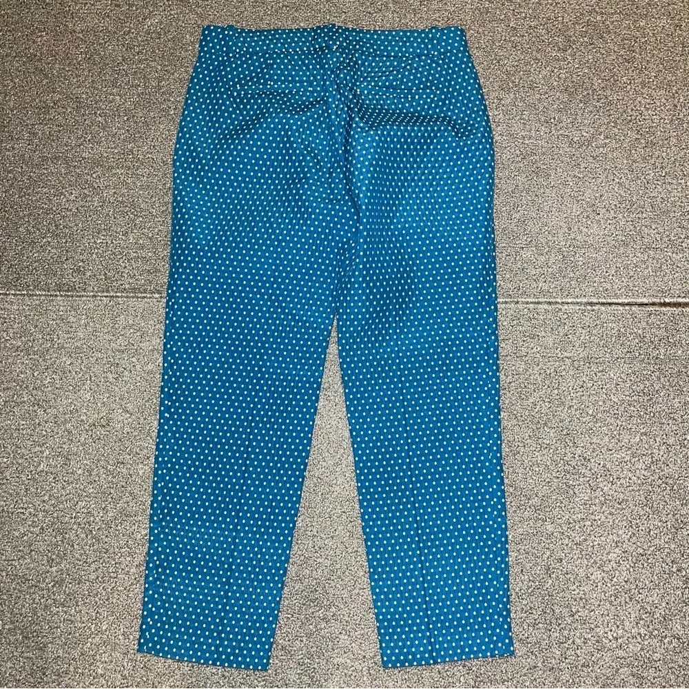 J.Crew Cafe Capri Polka Dot Pants Women's Size 4 Blue Mid Rise Stretch